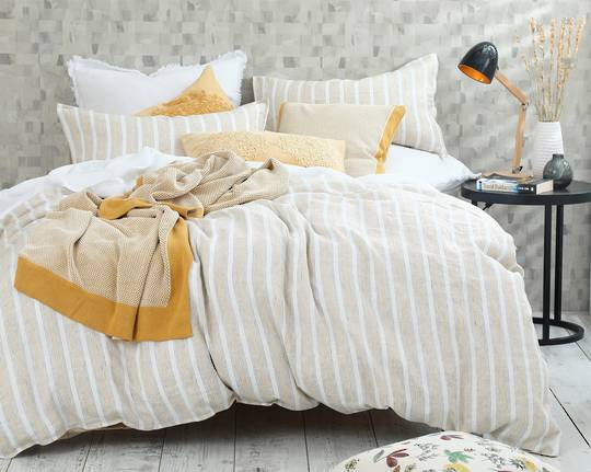 MM Linen - Finch Linen/Cotton Duvet Set - Straw